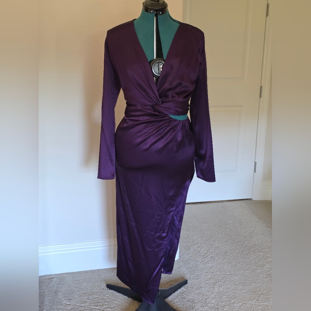 NICHOLAS Rich Purple Long Sleeve Wrap Dress